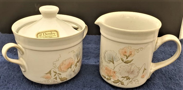 Denby Dauphine Creamer & Sugar Bowl with Lid Set LK