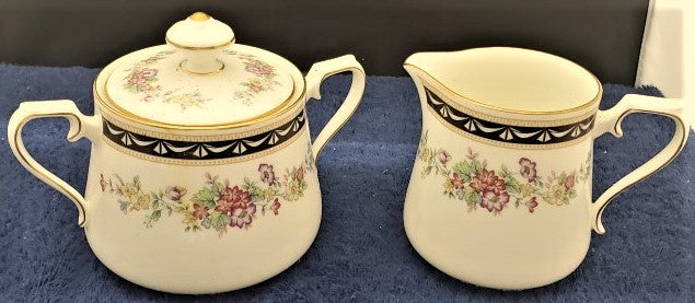 Mikasa Diplomat Creamer and Sugar Bowl with Lid LK
