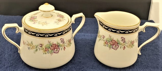 Mikasa Diplomat Creamer and Sugar Bowl with Lid LK