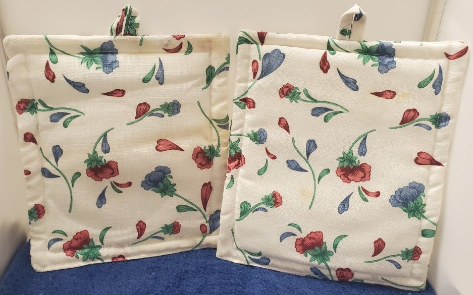 Set of 2 Lenox Poppies On Blue Cloth Trivets