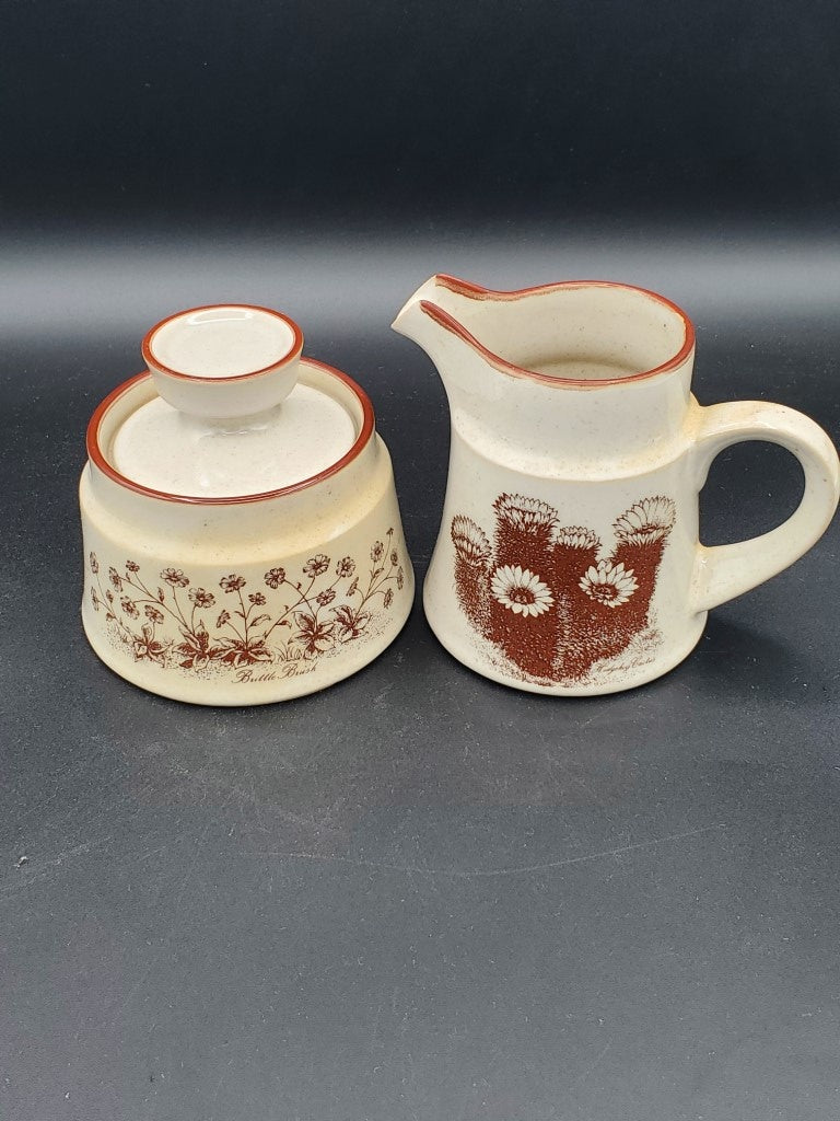 Noritake Desert Flowers Creamer & Sugar Bowl with Lid LK