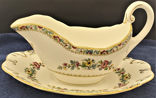 Coalport Ming Rose Gravy Boat and Underplate