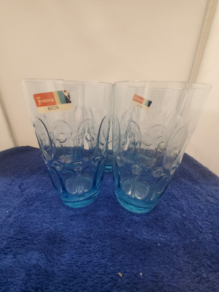 Set of 5 Fostoria Mesa Blue Flat Juice Glass LK