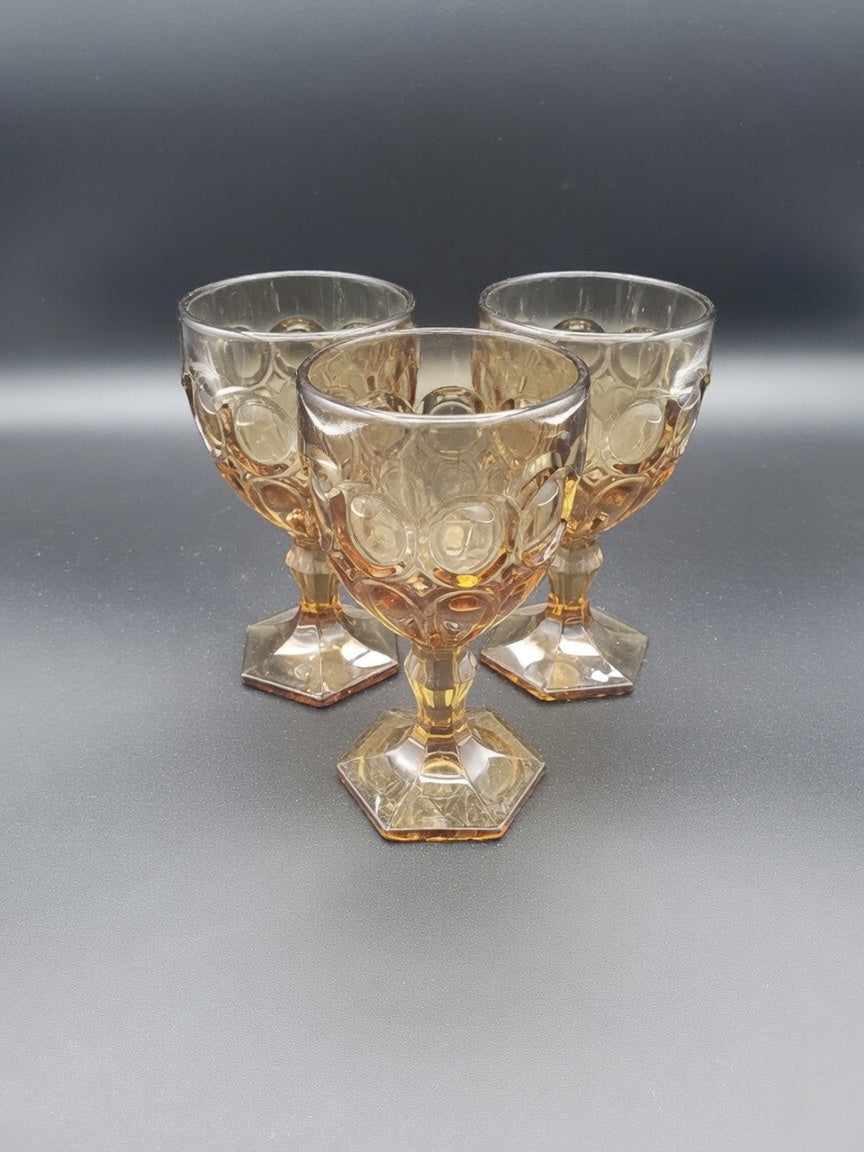 Set of 3 Fostoria Moonstone Wine Glasses LK