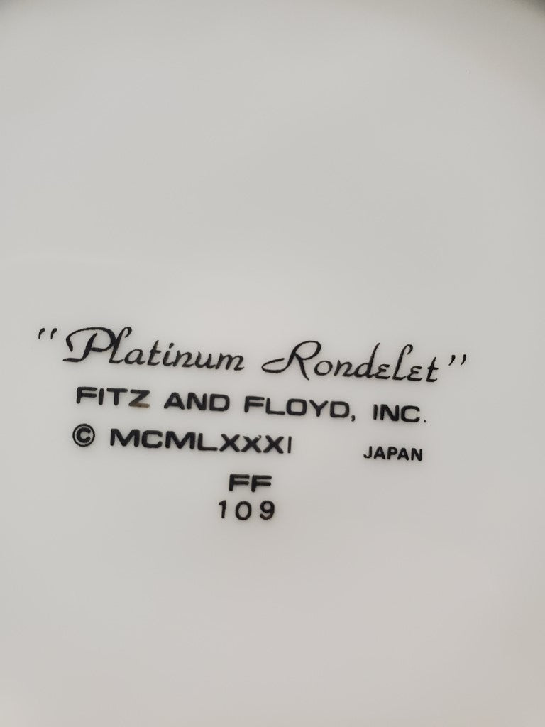 Set of 6 Fitz & Floyd Paltinum Rondelet Salad Plates LK