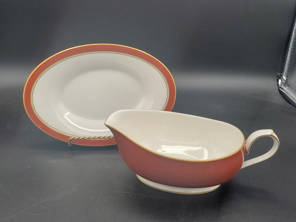 Noritake Ivory & Sienna Gravy Boat and Underplate LK