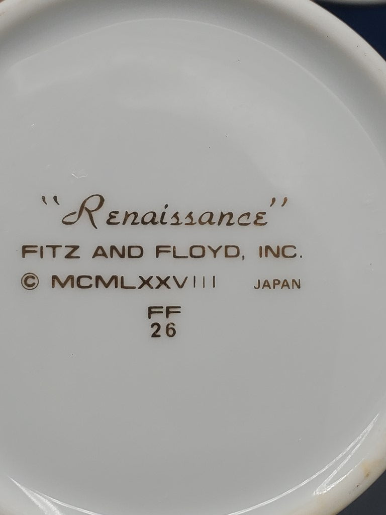 Fitz & Floyd Renaissance Cerulean Blue (Japan) Creamer & Sugar Bowl with Lid LK