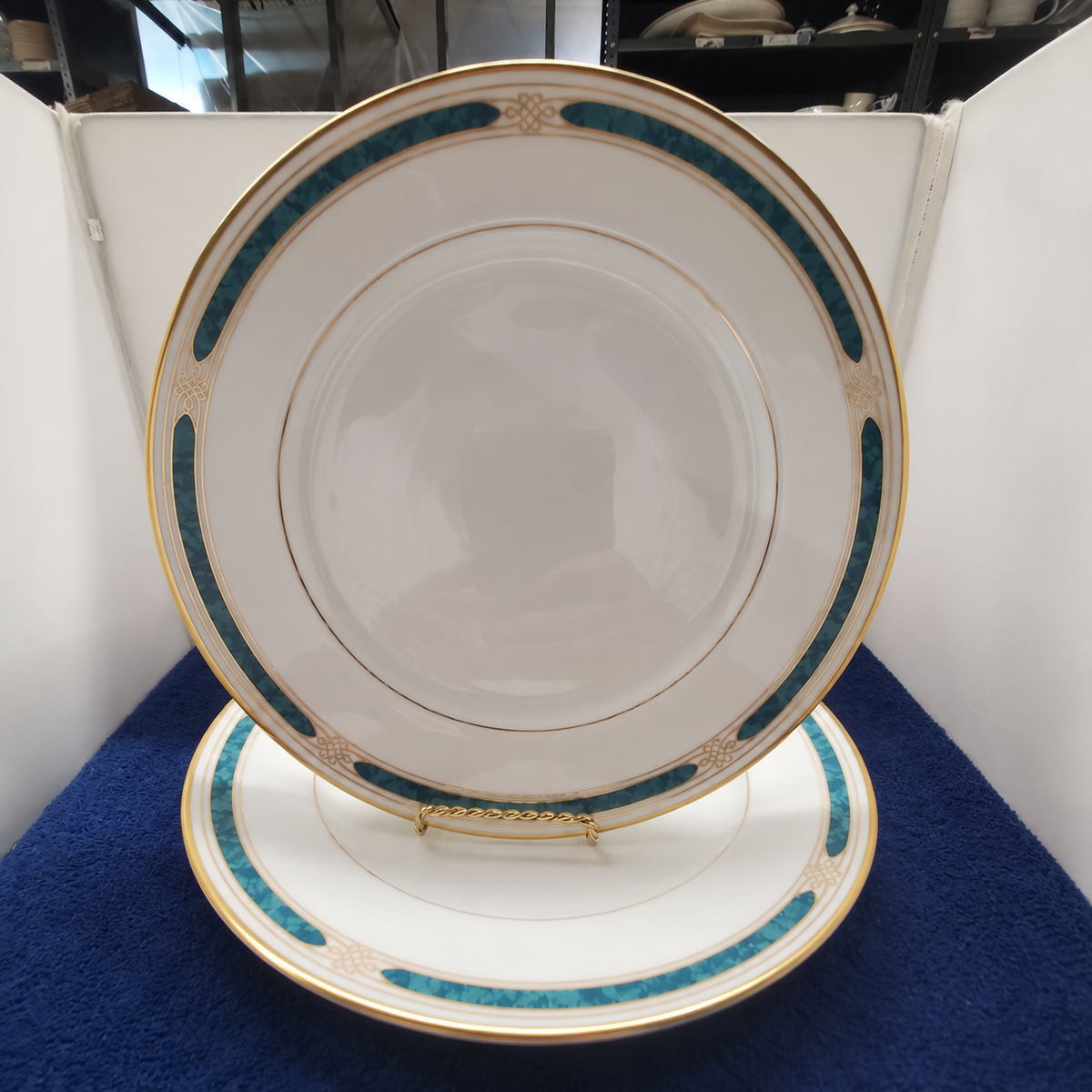 Set of 2 Gorham Regalia Court Teal Salad Plates