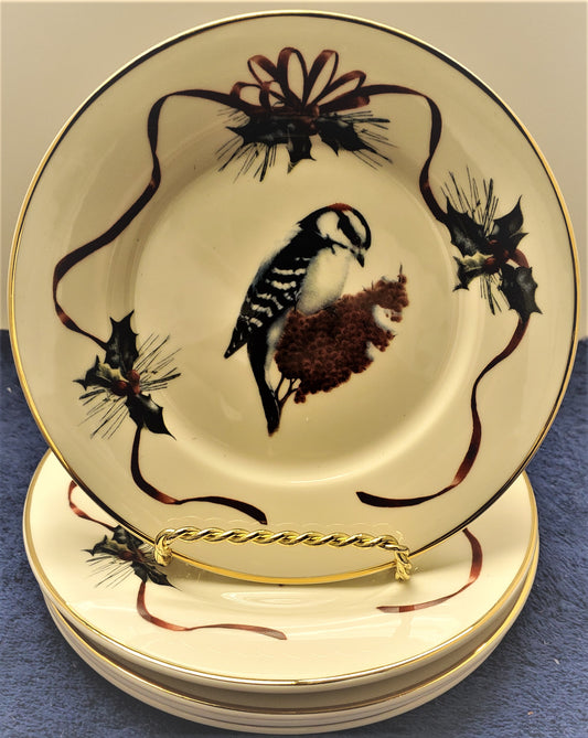 Set of 5 Lenox Winter Greetings Bread & Butter Plate/Party Plates (Downywoodpk)