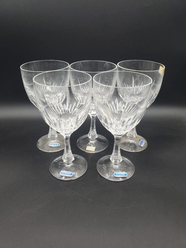 Set of 5 Gorham Hearthglow (Cut) Water Goblets LK