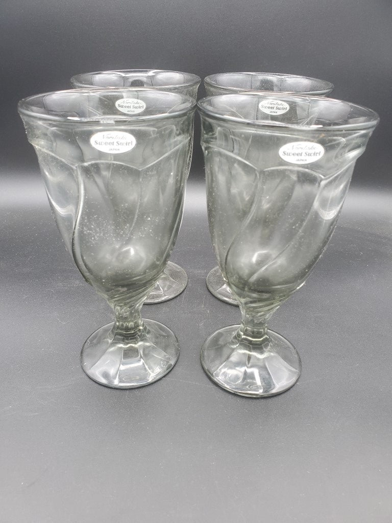 Set of 4 Noritake Sweet Swirl Gray Iced Teas LK