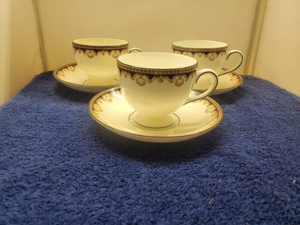 Set of 3 Wedgwood Medici Cup & Saucer Sets