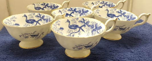 Set of 6 Coalport Cairo Blue Cups