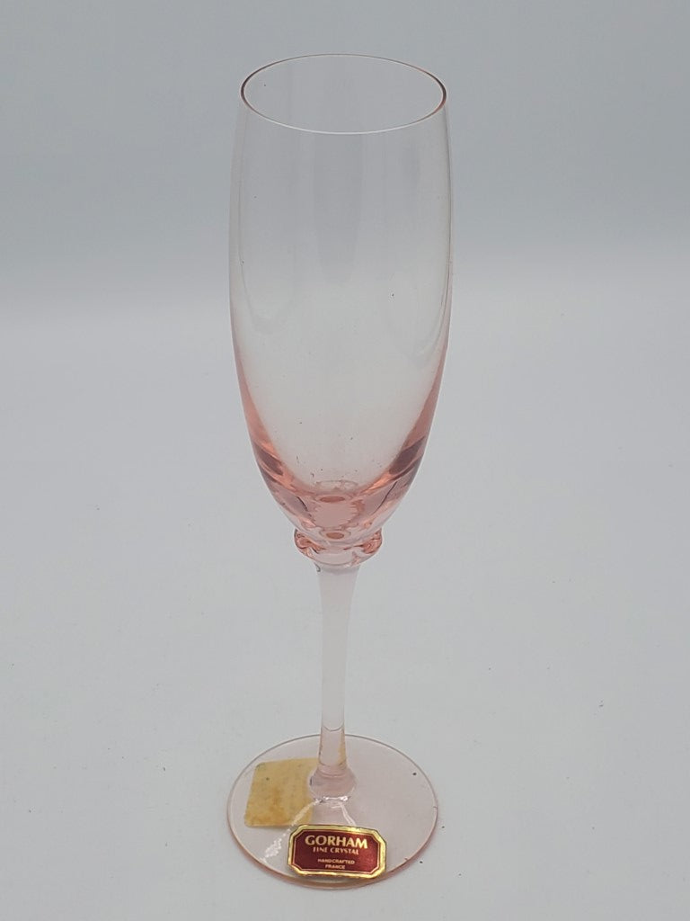 Gorham Crystal Vie En Rose Pink Champagne Flute LK
