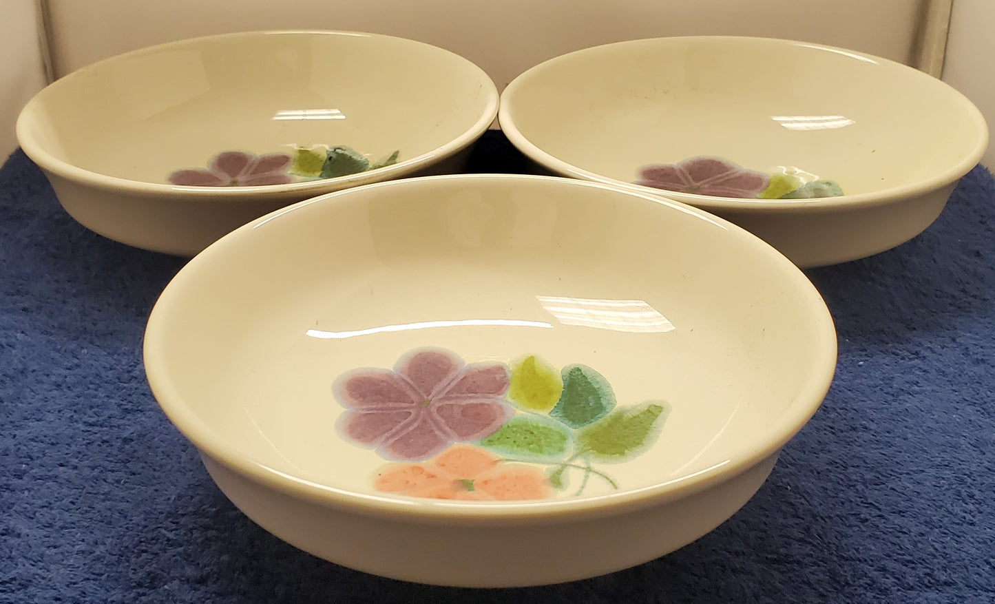 Set of 3 Franciscan Floral (USA Rim Shape) Coupe Soup Bowls LK