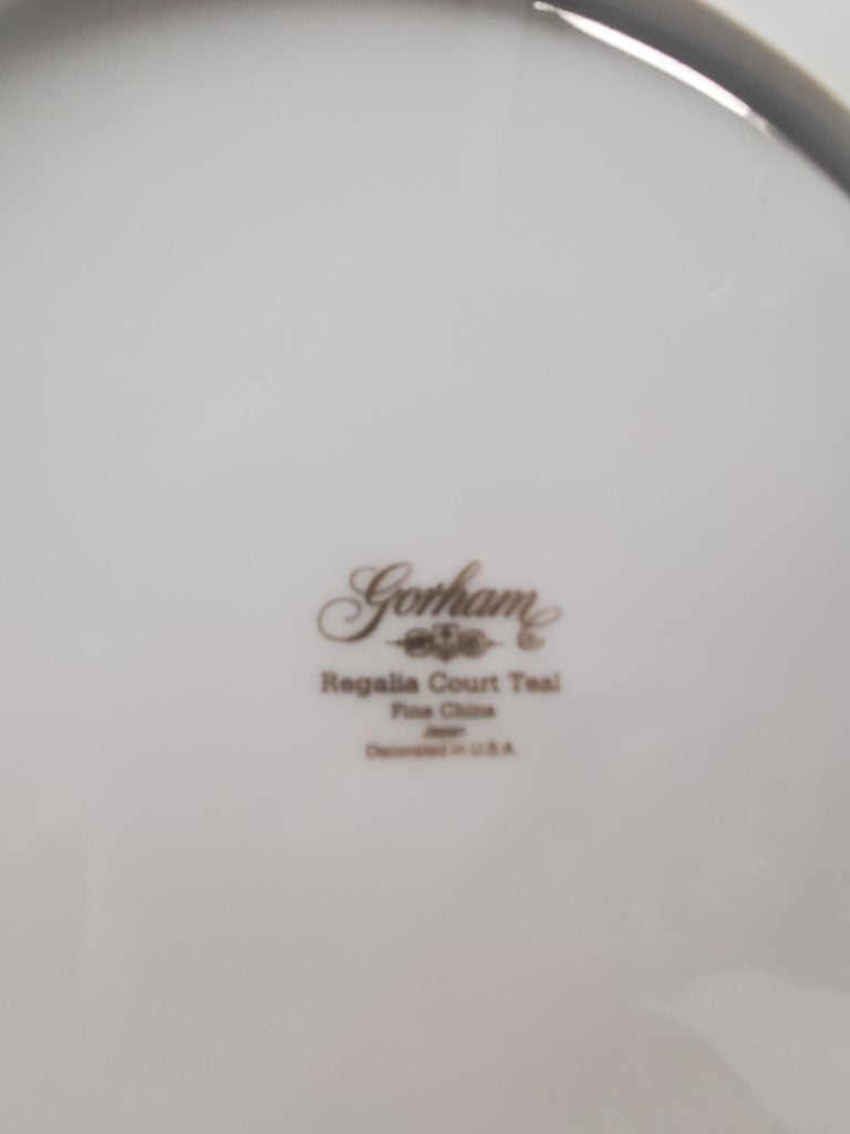 Set of 5 Gorham Regalia Court Teal Dinner Plates LK
