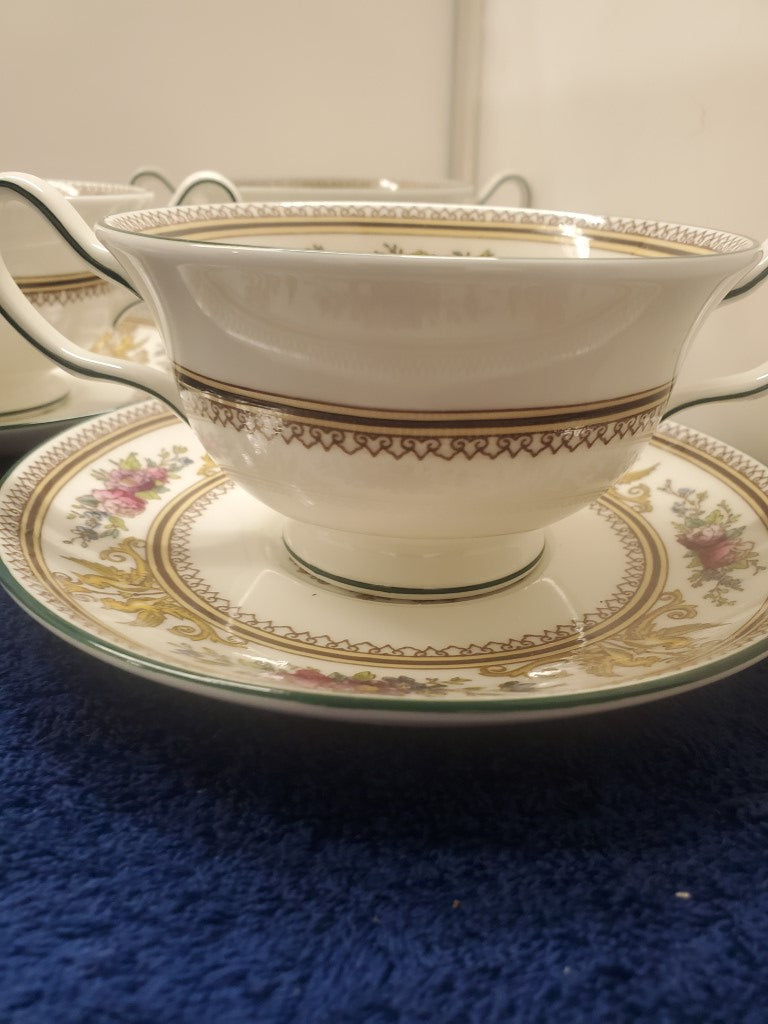 Set of 5 Wedgwood Columbia W595 Cream Soup Cup & Saucers LK