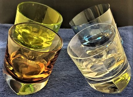 Nouvel Studios Multi-Color Rocks Facet Set of Four Glasses