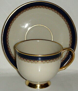 Set of 3 Lenox Jefferson Footed Cup & Saucers