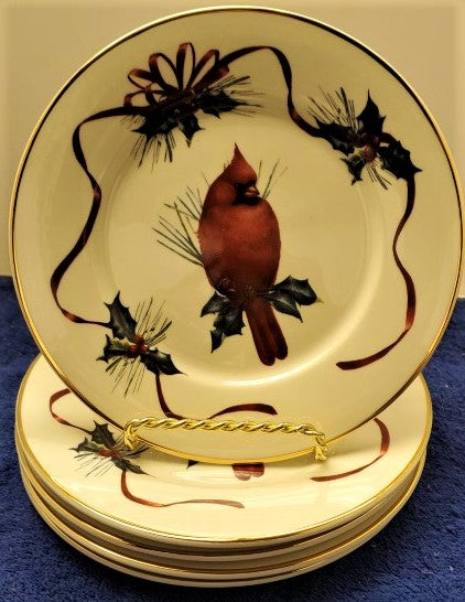 Set of 5 Lenox Winter Greetings Bread & Butter/Party Plates (Cardinal) – Classic