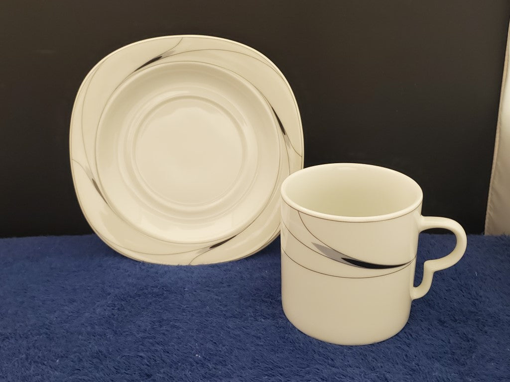 Set of 7 Mikasa Caviar Cup & Saucer Sets