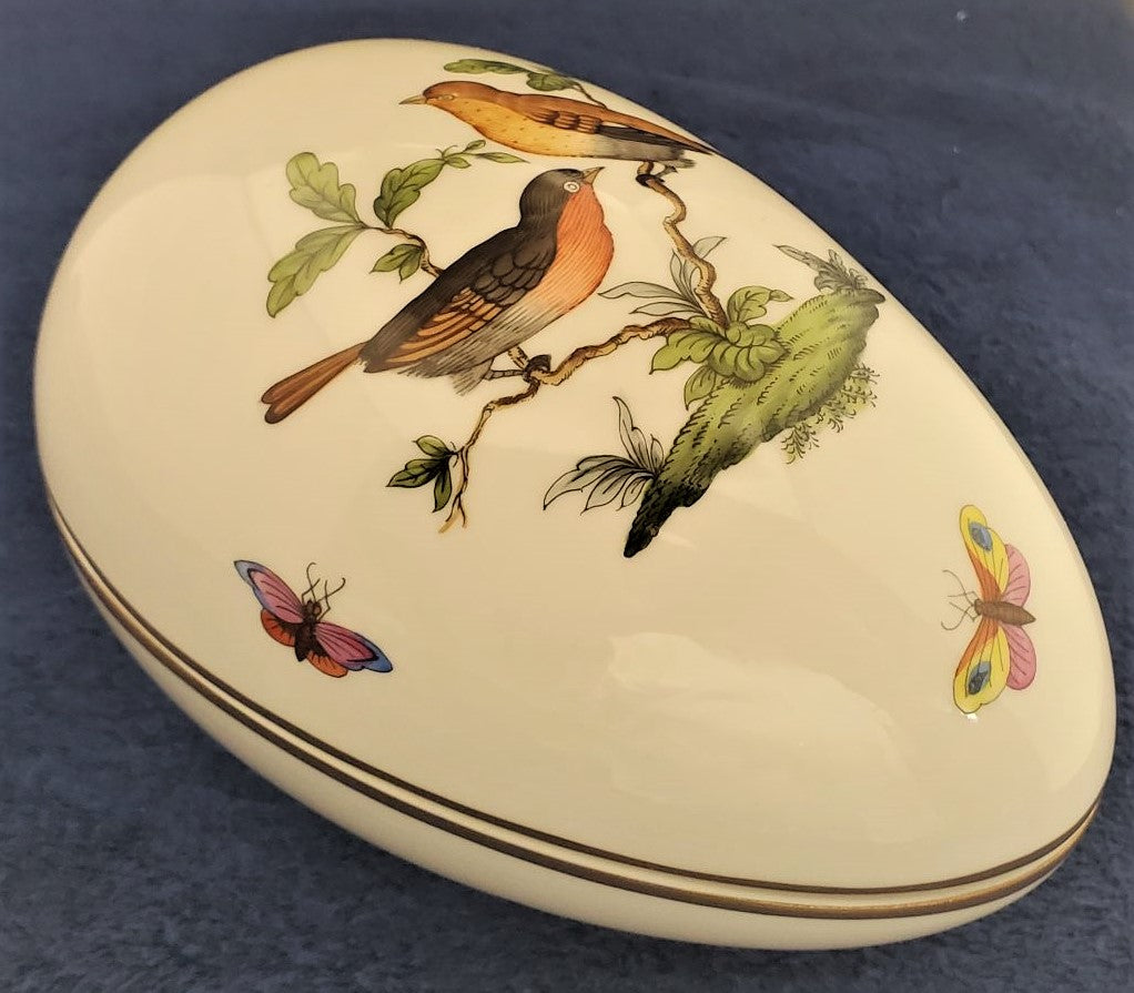 Rare Herend Rothschild Bird (RO) Large Egg Bon Bon (6051)