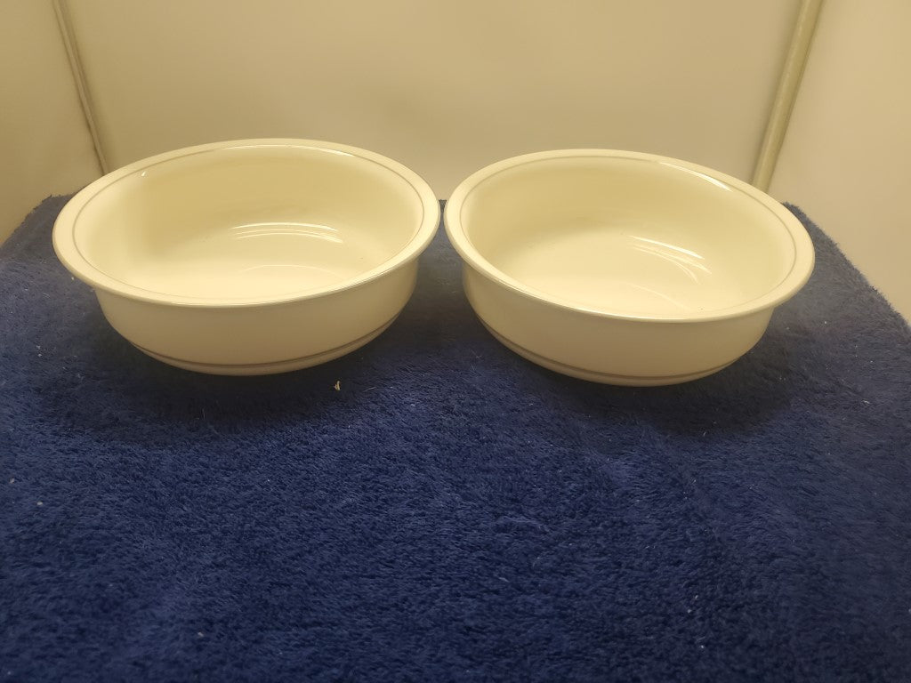 Set of 2 Lenox Grey Prinstripes (For the Grey Patterns) Coupe Soup Bowls LK