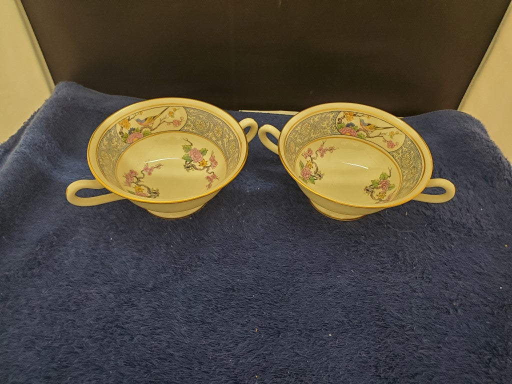 Set of 2 Lenox Ming Birds Cream Soup Cups LK