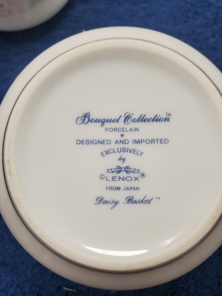 Lenox Daisy Basket Creamer and Sugar Bowl with Lid