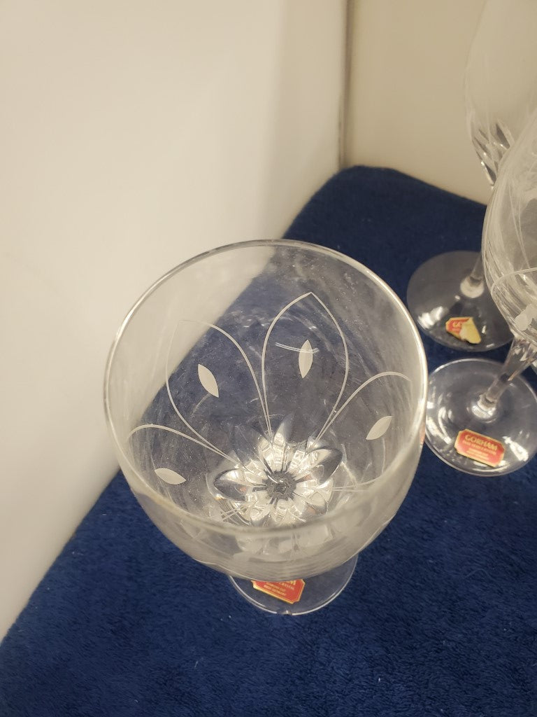 Set of 6 Gorham Crystal Borealis Wine Goblets LK