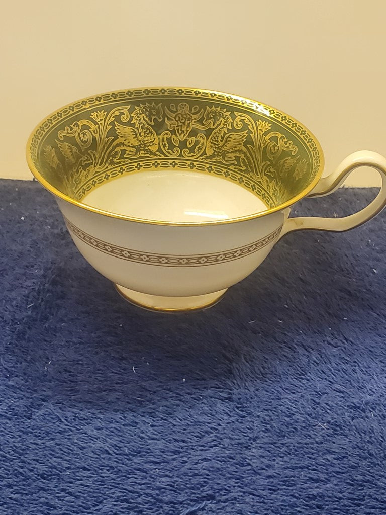 Set of 5 Wedgwood Florentine Dark Green (W4170) Cup & Saucers (Peony) LK