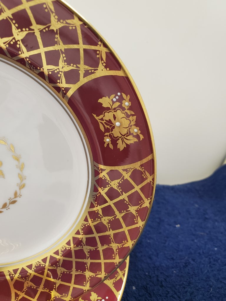Set of 3 Spode Viscount Crimson Dinner Plates LK