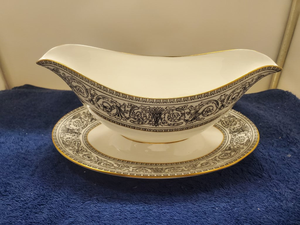 Royal Doulton Baronet Gravy Boat with Attached Underplate LK