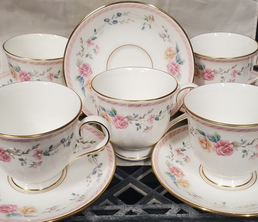 Set of 6 Lenox English Rose Cup & Saucer Sets