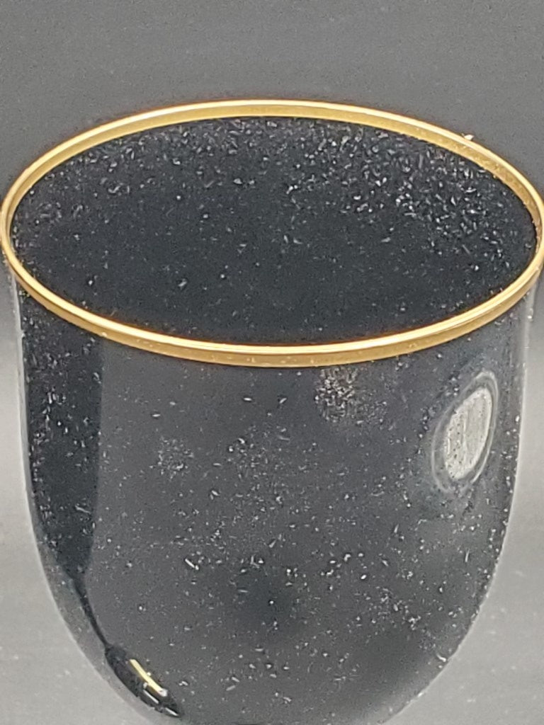 Set of 2 Noritake Remembrance Ebony Gold Wine Glasses LK
