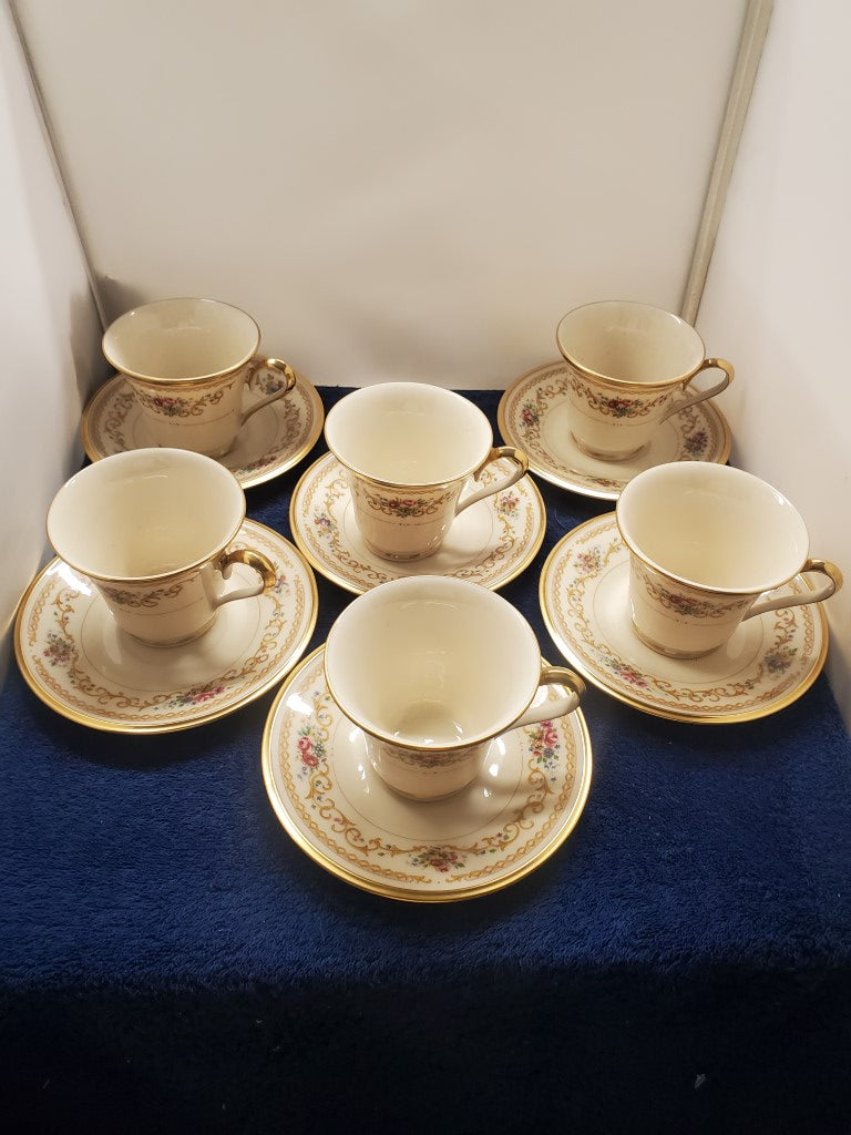 Set of 6 Lenox Queen's Garden Cup & Saucer Sets LK