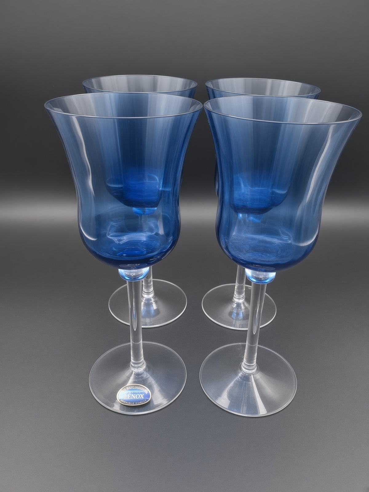 Set of 4 Lenox Ensemble Cobalt Water Goblets LK