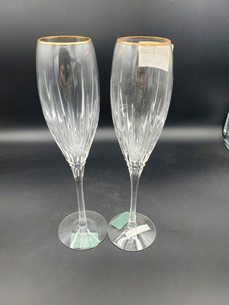 Set of 2 Lenox Superior Champagne Flutes LK