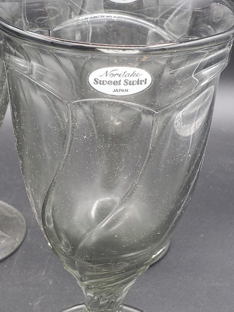 Set of 4 Noritake Sweet Swirl Gray Iced Teas LK