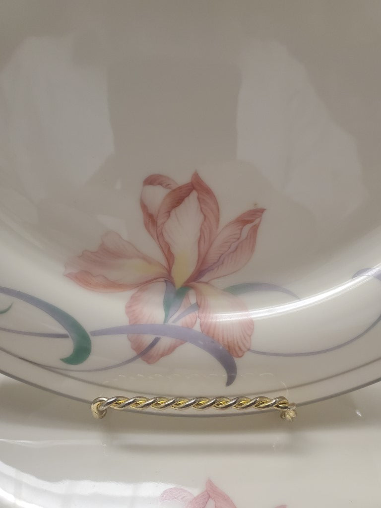 Set of 4 Lenox Iris on Grey Dinner Plates LK