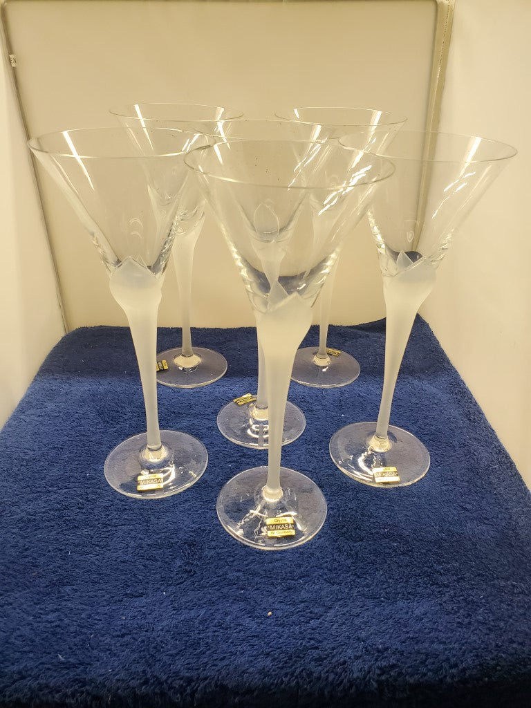 Set of 6 Mikasa Vogue Frost Fire Water Goblets LK