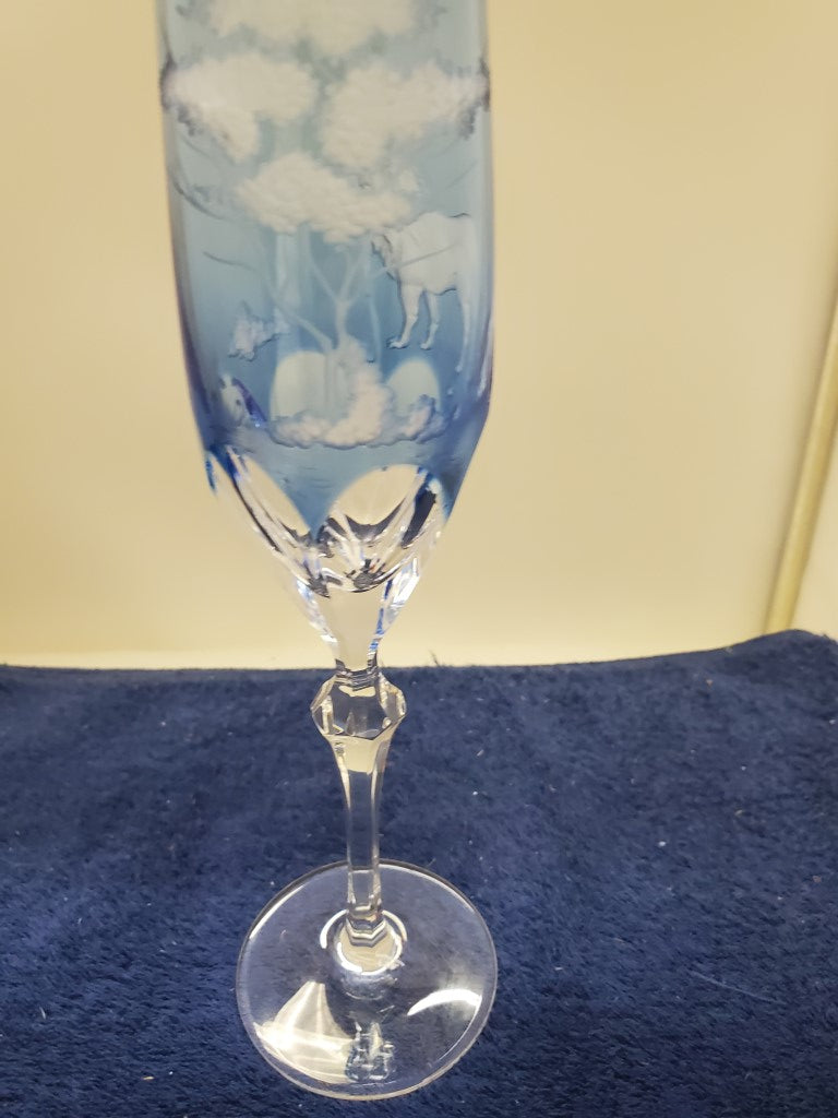 Varga Safari Sky Blue Lion Champagne Flute