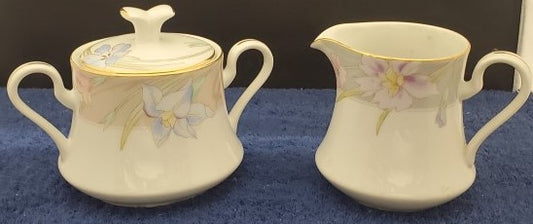 Mikasa Charisma Gray Creamer & Sugar Bowl with Lid LK