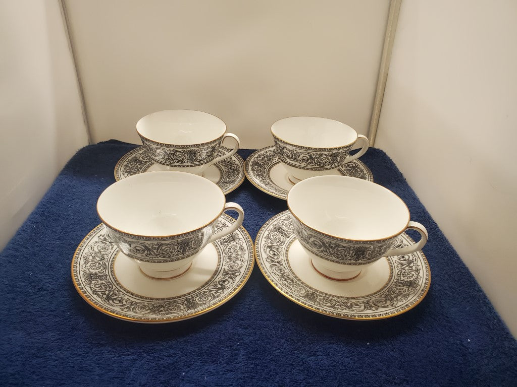 Set of 4 Royal Doulton Baronet Cup & Saucer Sets LK