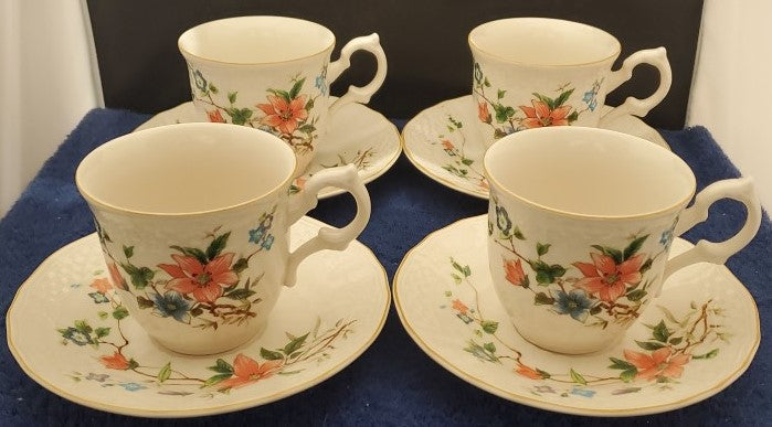 Set of 4 Mikasa Monique Cup & Saucer Sets LK