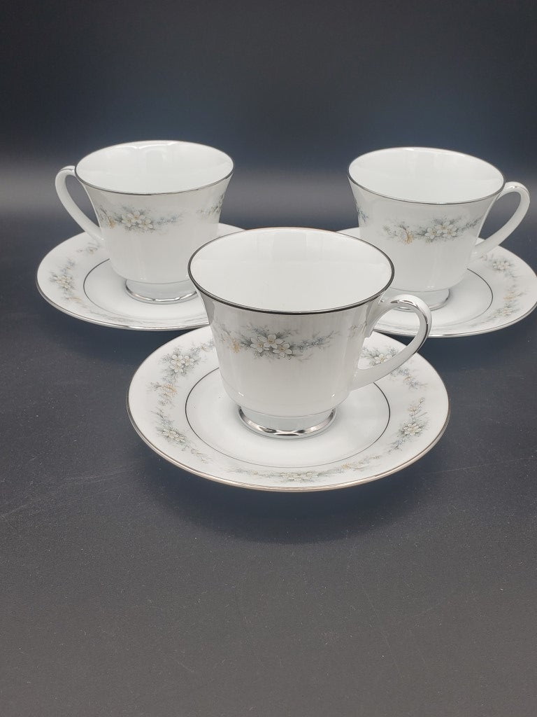 Set of 3 Noritake Melissa Cup & Saucer Sets LK
