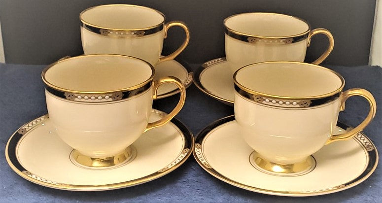 Set of 4 Lenox Hancock Footed Cup & Saucer Sets