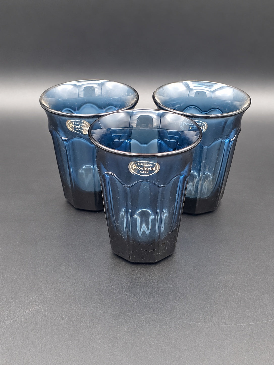 Set of 3 Noritake Provincial-Colonial Dark Blue Flat Juice Glasses LK