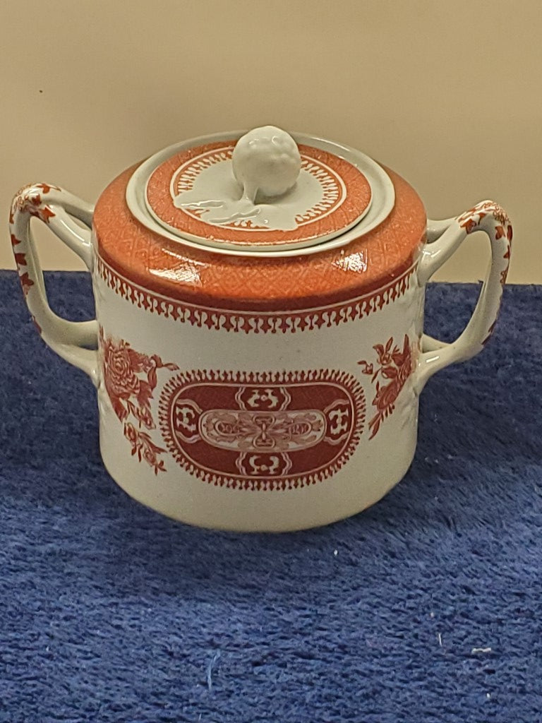 Spode Fitzhugh Red Sugar Bowl with Lid LK