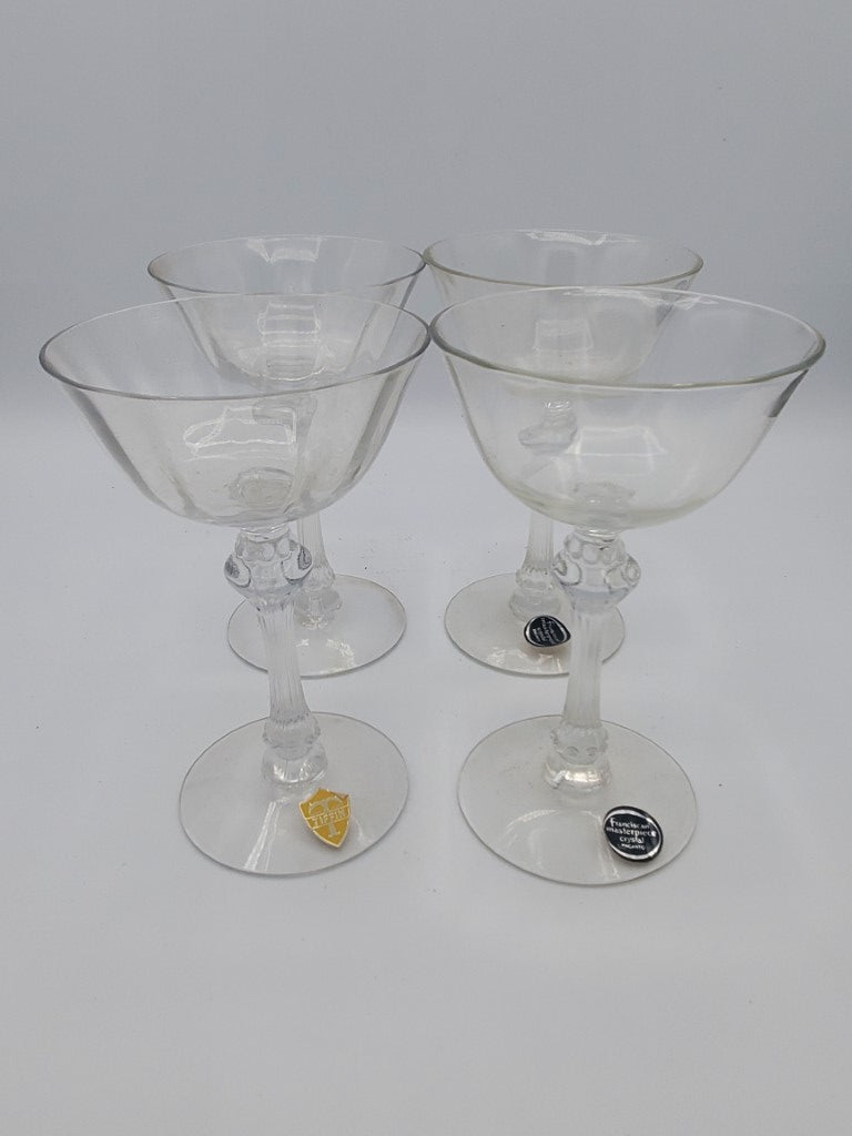 Set of 4 Tiffin-Franciscan Encanto (No Trim, Optic) Champagne/Tall Sherbets LK